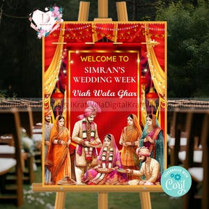 Indian Wedding Welcome Sign Grah Shanti Welcome Sign Desi Wedding Decor Indian Welcome Poster Wedding Sign Ganesh Puja Welcome Signs