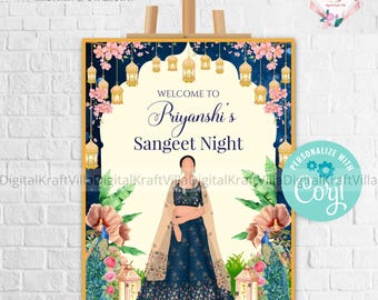Sangeet Night as Sangeet Poster, Bride Sangeet & Sangeet Welcome Sign, Indian Wedding Sign as Indian Wedding Welcome Signs, Sangeet Signages