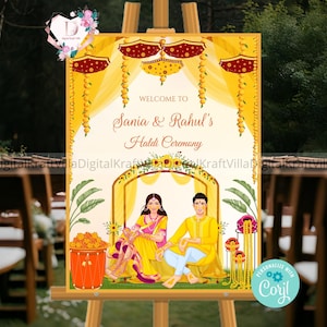 Haldi sign Pithi welcome signs, Holud Signs Wedding Haldi posters as Wedding Haldi welcome board as Haldi Signs & Wedding Haldi decoration