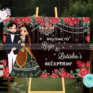 Welcome Reception sign & Indian Wedding Reception sign, Indian Reception sign as Indian Welcome sign Reception, Welcome to Reception sign