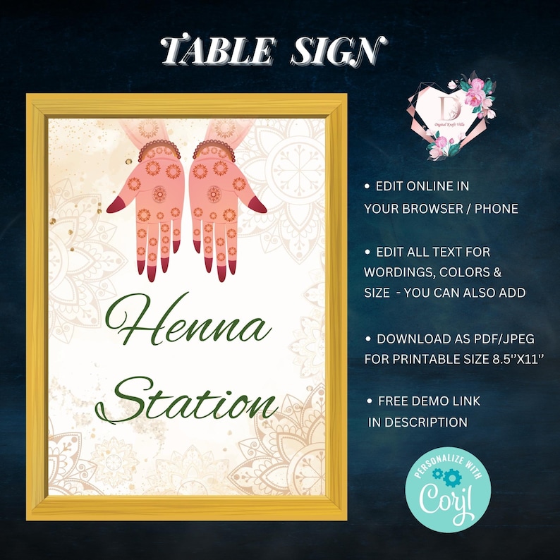 Mehandi Station Mehndi Station Sign Henna Station Sign, Dholki Decoration & Mehndi ...