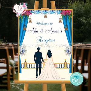Indian Wedding Reception sign as Indian Reception sign, Indian Cocktail Party sign as Indian Dinner Party sign, Welcome to Reception sign