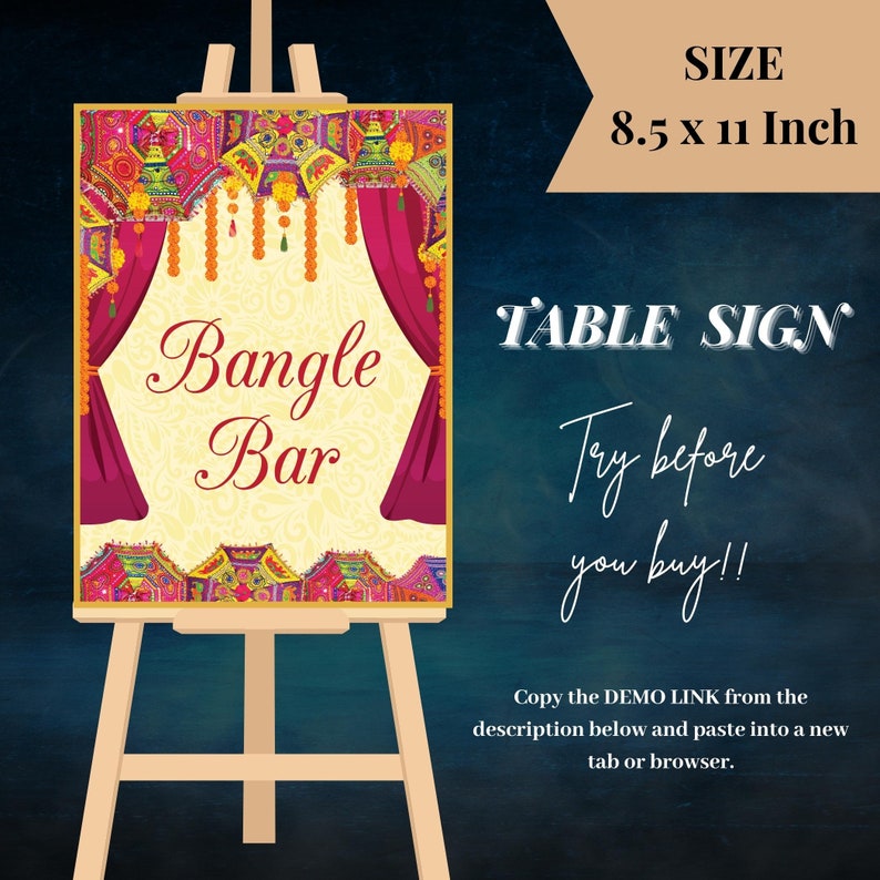 Bangle Bar Signs, Desi Wedding Decor Bangle Ceremony & Henna Station ...