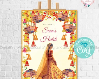 Bride Haldi decor signs as Pithi signs, Haldi posters as Welcome to Haldi Signs & Haldi Welcome Signs, Wedding Haldi signages as Haldi decor