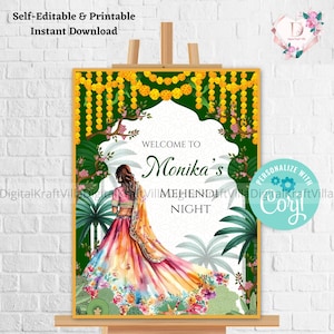 Mehndi welcome signs in posters for mendhi and sangeet, mehendi welcome signs & indian mendhi decorations,hindu wedding sign as mehendi sign