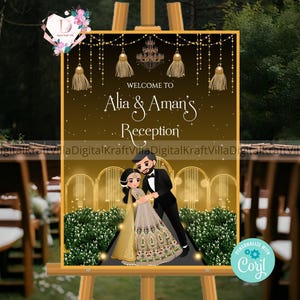Indian Reception welcome sign & Indian Wedding Reception signs, Indian wedding welcome sign as Indian wedding signs, Indian Reception decor