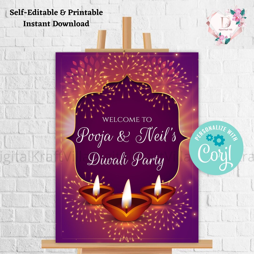 Diwali Party Signs, Diwali Signs & Diwali Decor, Diwali Party