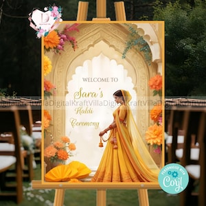Haldi decor Signs as Welcome to Haldi signs, Welcome Haldi Signs for Haldi Signs, Haldi decoration & Pithi signages, Indian Welcome signs