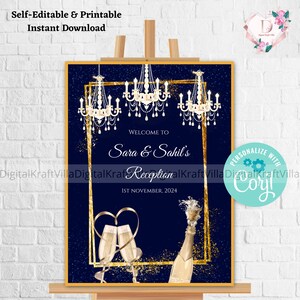 Reception signs & Indian Wedding Reception signs, Indian Reception Welcome signs, Welcome to our Reception signs, Dinner Party Welcome signs