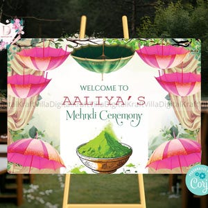 Mehndi Welcome Sign, Indian Wedding Decor, Indian Mehndi Event, Desi Event Sign, Digital Download, Editable Template, Mehendi Sign Event