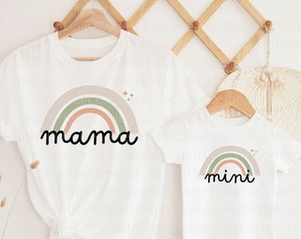 Mama and Mini PNG, Mama Rainbow Mini Rainbow, Boho Mama, Mom Life,  Mom Sublimation Design, Instant Download