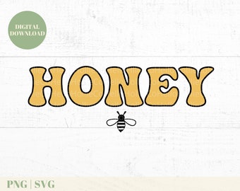 Honey PNG SVG, Honey Sublimation Design, Retro Honey, Honeybee PNG, Instant Download, Digital Download
