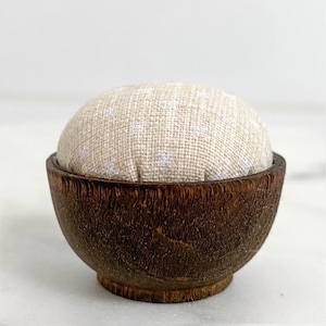Mini Needle Sharpening Pincushion: Emery Sand filled, Neutral Fabrics