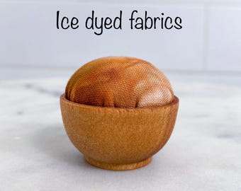Mini Needle Sharpening Pincushion: Emery Sand filled, Ice Dyed Fabrics