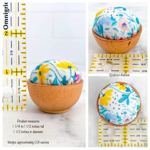 Mini Needle Sharpening Pincushion: Emery Sand filled, Assorted Fabrics image 2