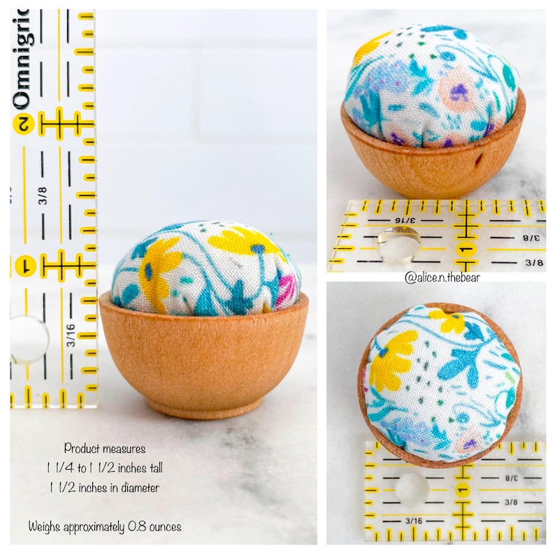 Mini Needle Sharpening Pincushion: Emery Sand filled, Assorted Fabrics image 2