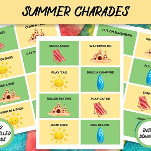 Summer Charades, Summer Act it, Summer Draw it - Printable