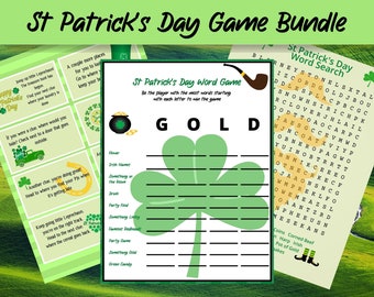 St. Patrick's Day Game Bundle: Treasure Hunt, Word Search (Digital Download)