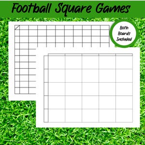 Football Square Boards - 5 X 5 and 10 X 10- Football Party Game Printable