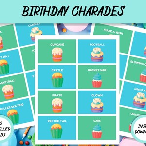 Birthday Charades Game, Printable Party Game, Kids Charades Act It Out Draw It, Family Game Night, Fun Party Activity, Instant Download
