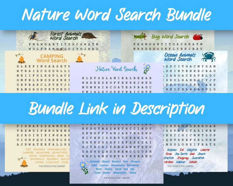 Nature Word Search Party Game Printable Etsy