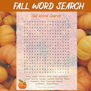 Fall Word Search - Party Game Printable