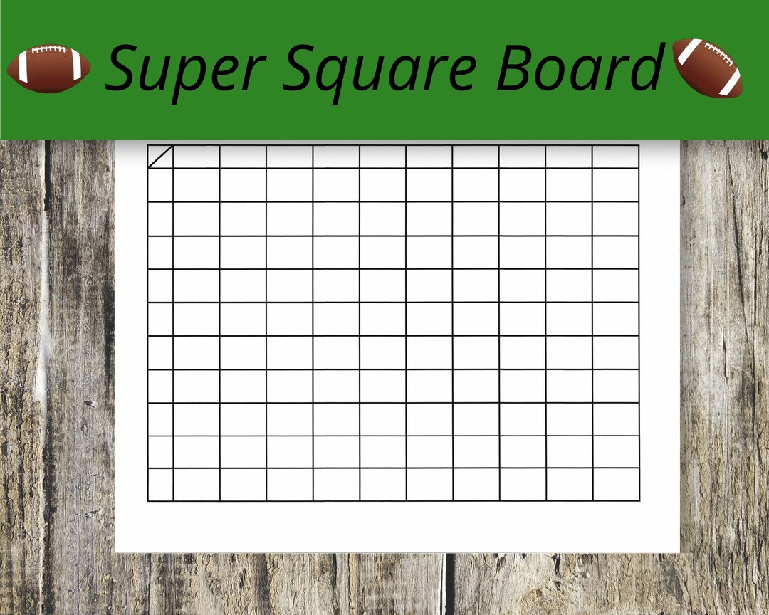 Super Square Football Board 10 X 10 Football Party Game Printable - Etsy