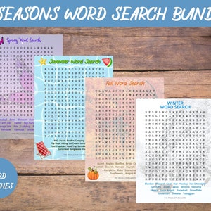 4 Seasons Word Search Bundle- Party Game Printable