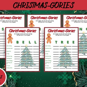 Christmas-Gories Word Game, Party Game Printable, Family Game, Instant Download