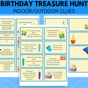 Ultimate Blue Birthday Adventure: Indoor & Outdoor Treasure Hunt, Gender Neutral Birthday Game, Party Game Printable