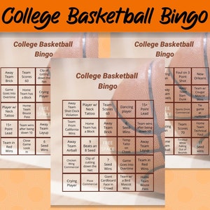 College Basketball Bingo Printable, 2025 Updated, Madness Party Game, Basketball Game Night, Family Game, Office Sports Bingo