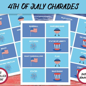 4th of Jul Scharade, 4th of Jul Akt it, 4th of Jul Draw it, Printable