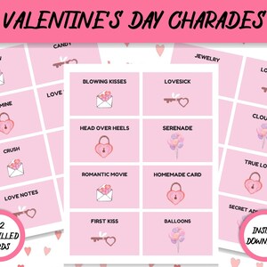 Valentine&#39;s Day Charades Printable, Act it out or draw it Valentine&#39;s Game