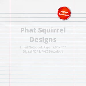 Printable Lined Notebook Paper Pages PNG Digital Download - School Paper PDF Instant Download For Classroom - Digital Note Paper for College
