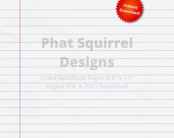 Printable Lined Notebook Paper Pages PNG Digital Download - School Paper PDF Instant Download For Classroom - Digital Note Paper for College