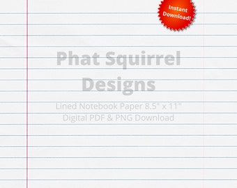 Papel rayado imprimible - 8,5 x 11 PNG y PDF (descarga digital)