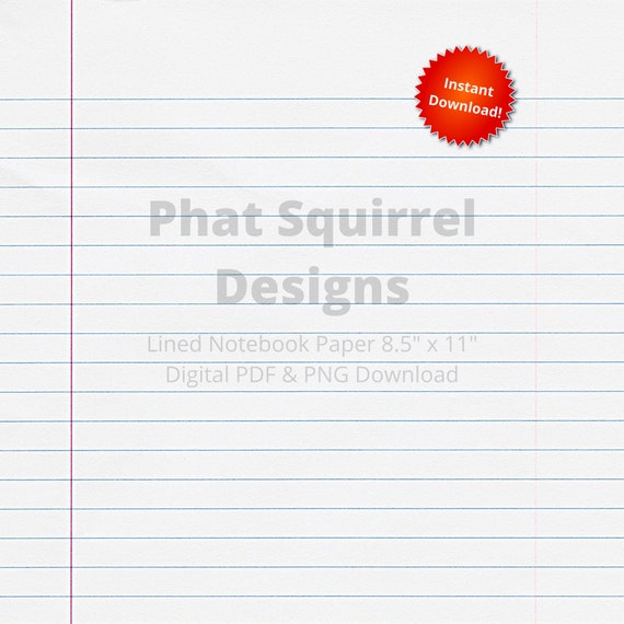 printable lined notebook paper pages png digital download etsy