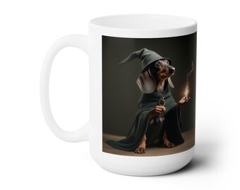 Dachshund Wizard Coffee Cup, Novelty Mug, Cute Tea Cup, Magic Dog Lover Gift, Funny Coffee Mug,  Gift for Dog lover Doxie Gift