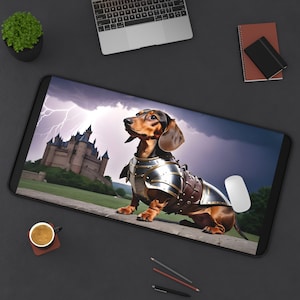 Dachshund Gaming Mouse Mat, XL Fantasy Mouse Pad, Cute Dog Mouse Pad, Sausage dog, Doxie gift, Dog Lover Gift for Dog Moms, Dads.