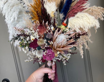 Crystal Wand Wedding Bouquet | Custom Design Request | Witch Gothic Dreamy Unique | Dried Flower Bouquet Any Colors in my Whimsical Look