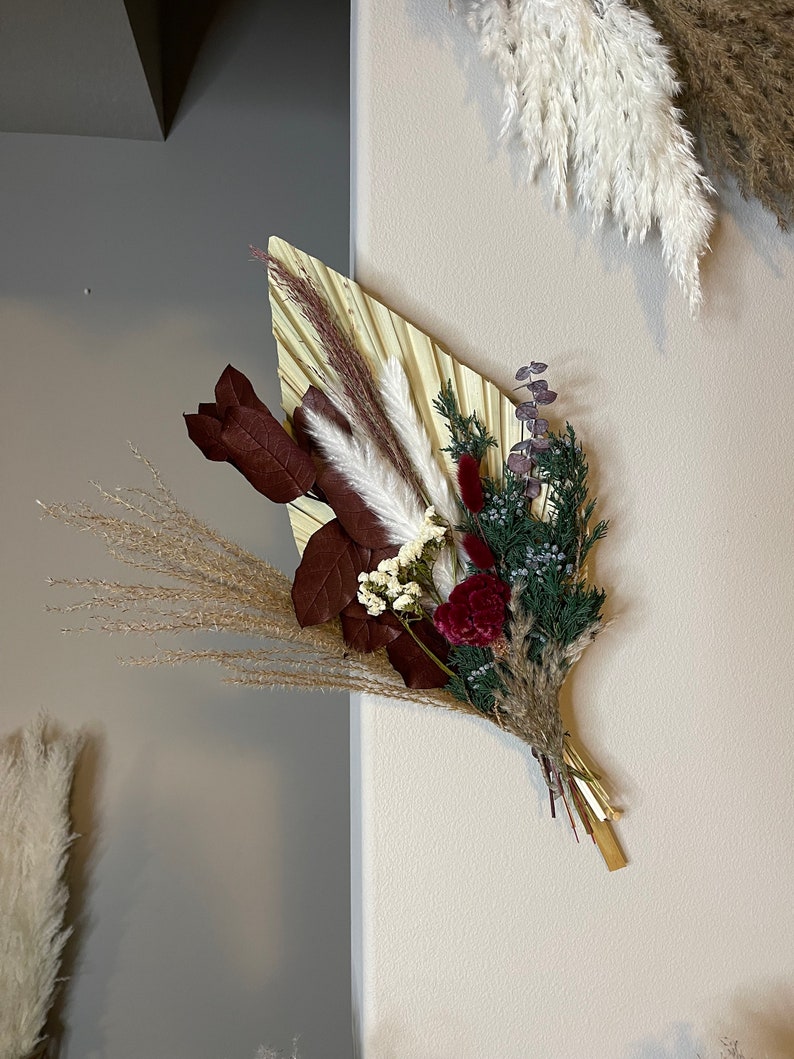 Boho Winter Wedding Bouquet Burgundy Wine Red Pine Green Etsy