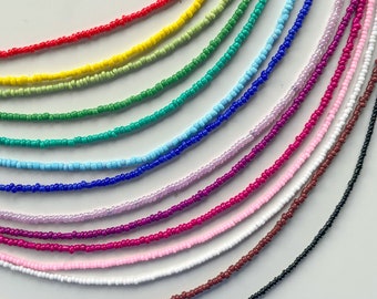 Staple Beaded Necklace | pearly solid colour rainbow seed bead choker single-coloured | summer y2k pearls pastel layer jewellery gift surf