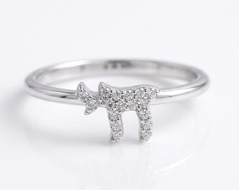 Small Chai Ring • 925 Sterling Silver Ring for Jewish Women •  Jewish Jewelry • Judaica Gift  • Chanukah Gift