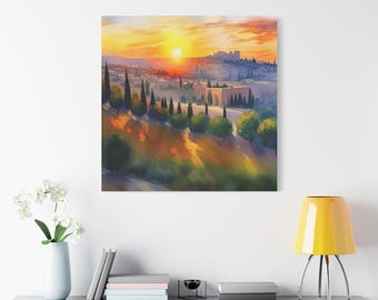 Jerusalem Hills - Jewish Art on Canvas