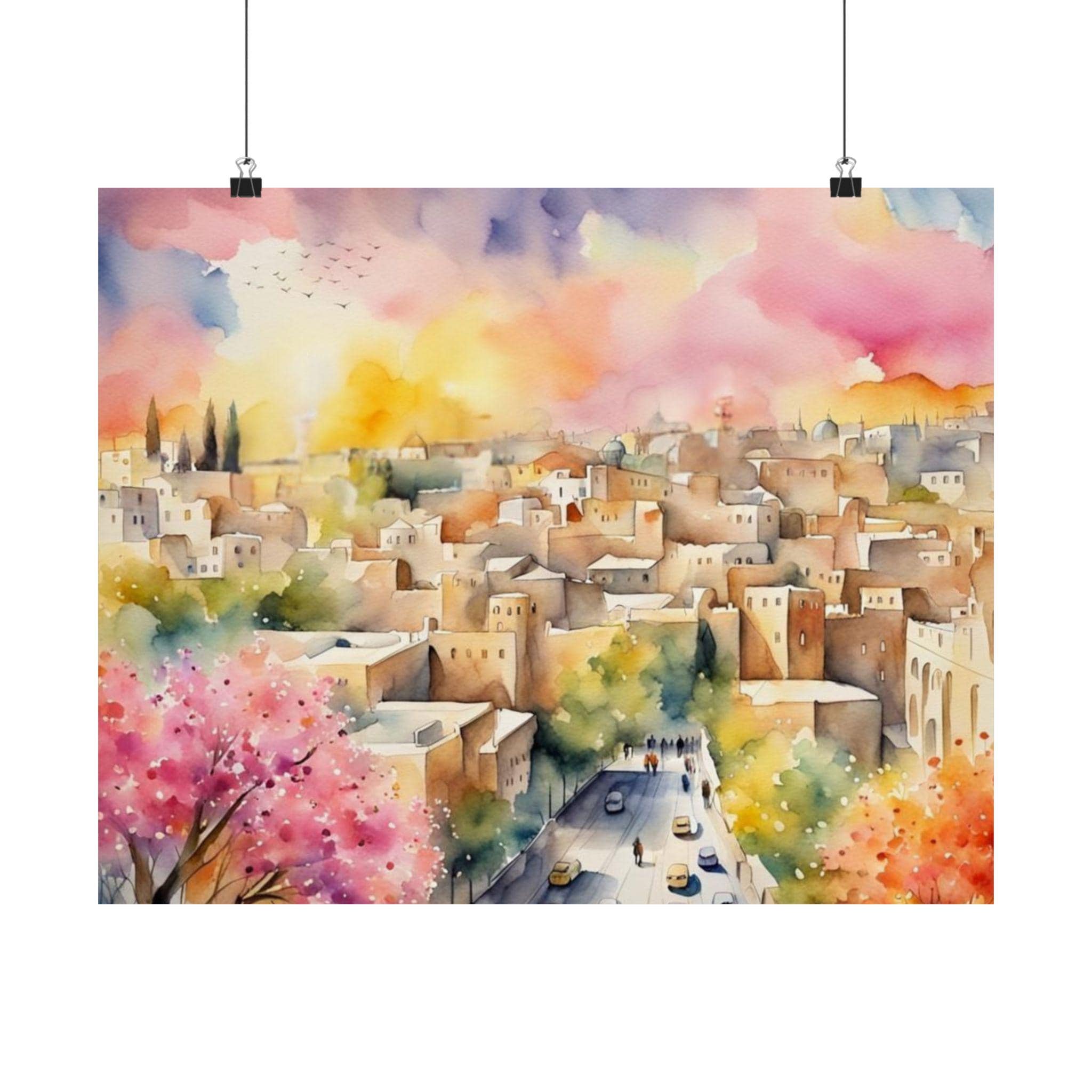 Jerusalem Watercolor Art - Old City Jerusalem- Israel Art