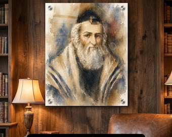 Vilna Gaon Painting – Jewish Wall Art | Gra Portrait | Torah Scholar Artwork