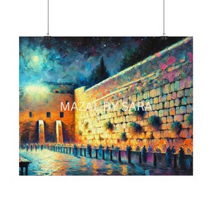 Kotel at Night 1 - Jewish Art, Judaica, Israel Art Print