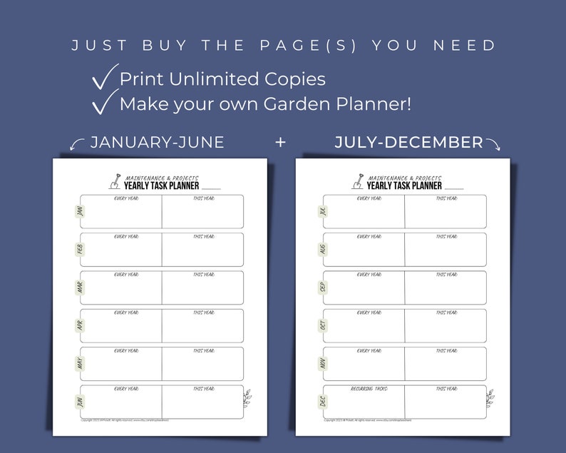 Yearly Task Garden Planner Calendar for Garden Maintenance & New
