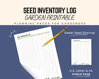 Seed Inventory Log printable PDF gardening planner page