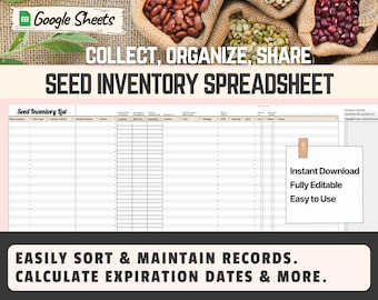 Seed Inventory Spreadsheet: Digital Seed Saving Organizer (Google Sheets)